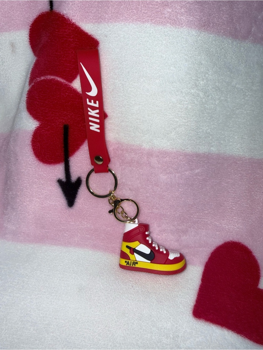 NWT Red and Yellow Sneaker Keychain with Strap